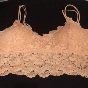 🤑 New! Pink Stretch Lace Bralette with double elastic strap and removable pads